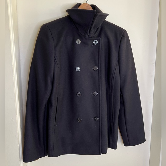 LL Bean Black Italian Wool Blend Peacoat, Women’s 14 - Picture 2 of 11